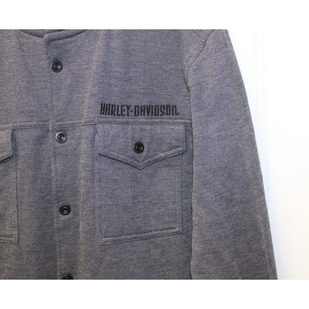 Harley Davidson Long Sleeve Snap Embroidered‎ Hooded Knit Sweater Mens Size L